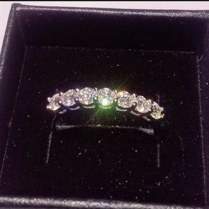 925 Sterling Silver 8Stones Sparkly .7ct Moissanite Size 8 Eternity Ring
